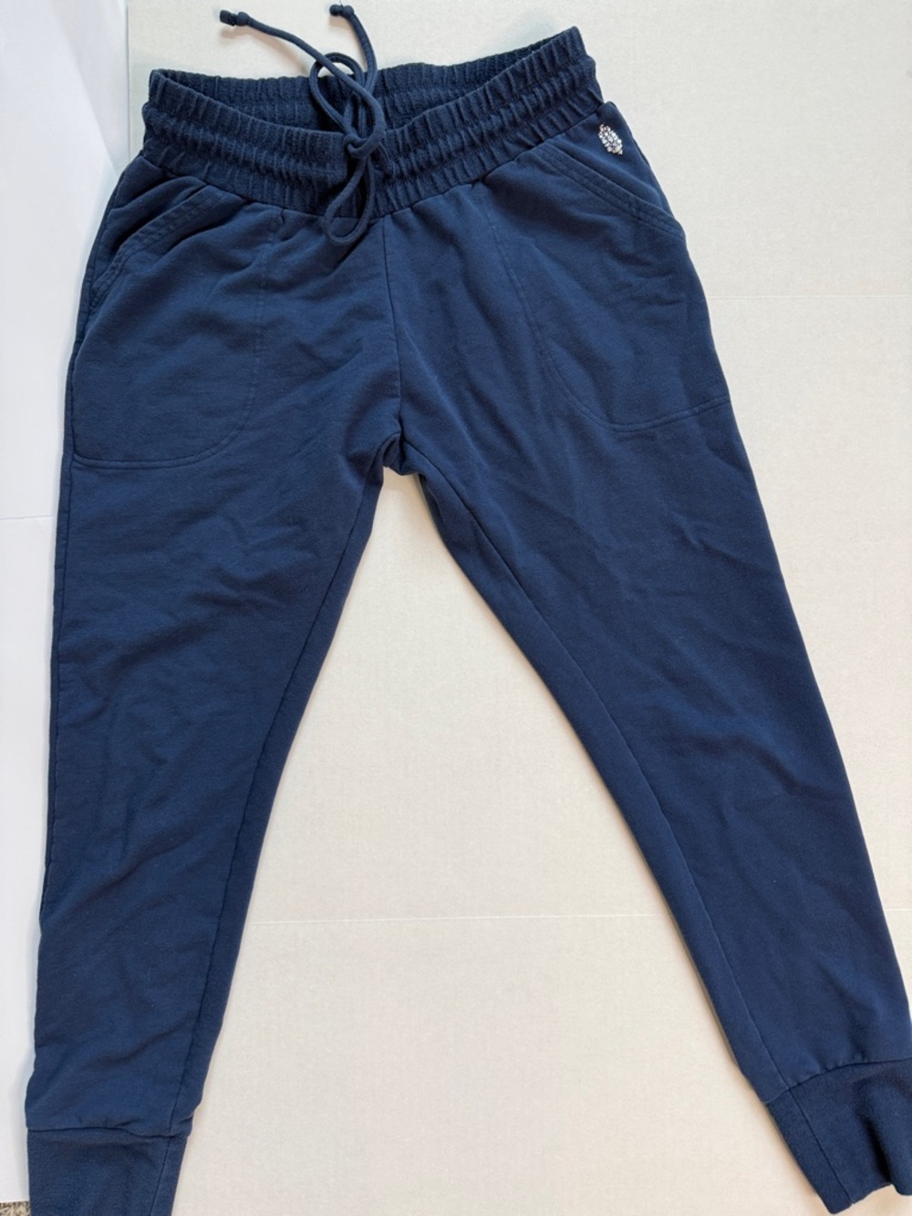 Free People Womens Joggers Sweat Pant High Waisted Navy Blue size Medium - Picture 1 of 14